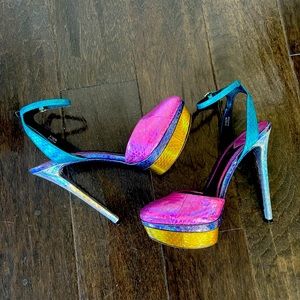 Brian Atwood Multi Color Platform Heels